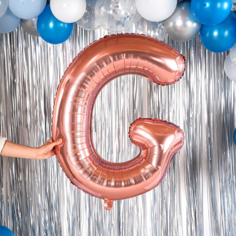 Balon Folie Metalizata Litera G, 80 cm, Umflati cu Heliu sau Aer, Ambalaj Individual, Pai inclus, Rose Gold [4]