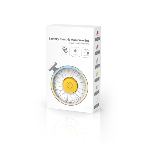 Set Pila Electrica pentru Copii si Bebelusi, ABS, Incarcare USB, Model cu Flori, 6 Accesorii, cu Lumina LED, Alb [2]