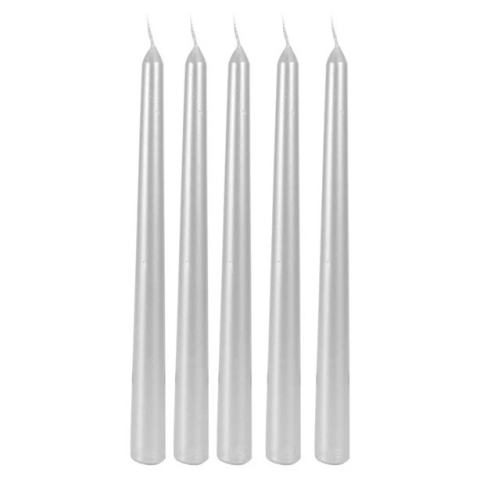 Lumanare Decorativa, pentru Masa, 25 cm, din Parafina, fara Fum, Ardere 7.5h, Argintiu [5]