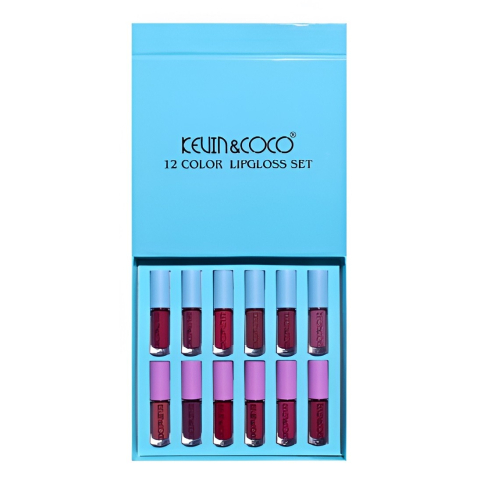 Set Rujuri de Buze, KEVIN &amp; COCO, 12 Culori, 17x14.8x2.9 cm, Diferite Nuante, LipGloss, Albastru [4]