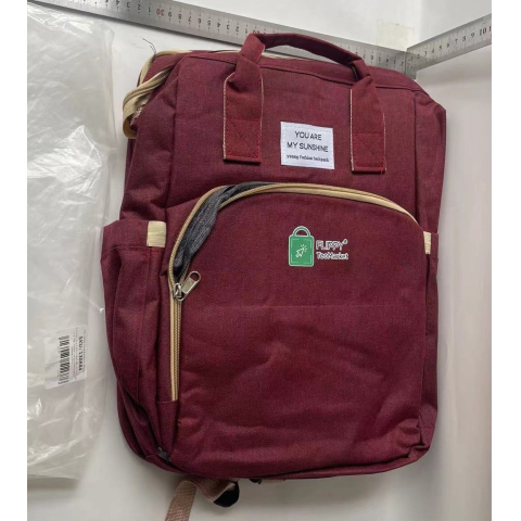 Rucsac Multifunctional pentru Mamici, cu Patut Pliabil si Baza de Schimbat, Rezistent la Apa, Capacitate Mare, Usor, Compartimente Multiple, Buzunar Termic pentru Lapte, 42 x 32 x 22 cm, Rosu [4]