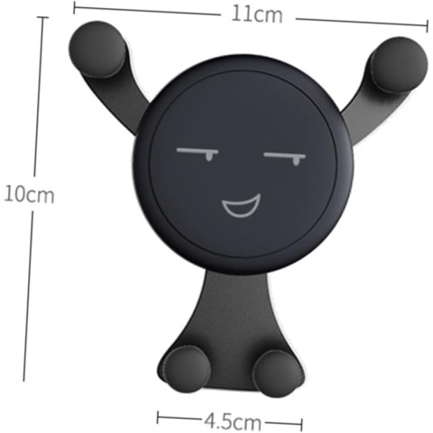 Suport de Telefon, pentru Ventilatie, din ABS si Silicon, 11 x 10 x 4 cm, pentru Telefon 4.0 - 6.0 inch, Model Smiley Face, Negru [2]
