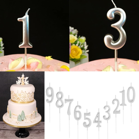 Lumanare de Tort, Model Cifra 7, Party, 4.5 x 2.5 cm, din Parafina, Argintiu [4]