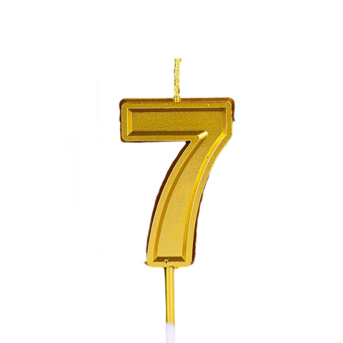 Lumanari si Toppere - Lumanare pentru Tort Cifra 7, 4.8 cm, Aniversare, Aurie
