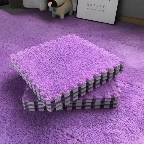 Set 10 Piese Covor tip Puzzle, Spuma EVA, Pufos, 30 x 30 x 1 cm, Mov [1]