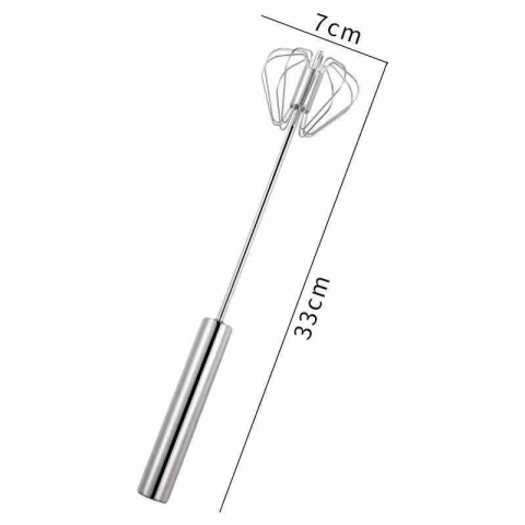 Mixer Manual, pentru Oua Smantana Frisca Aluat, Maner Otel Inoxidabil, Usor de Utilizat si Depozitat, 33 x 7 cm Argintiu [3]