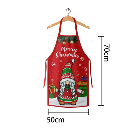 Sort de Bucatarie Decorativ, Tema Craciun, 50 x 70 cm, Model Elf, din Poliester, Rosu [3]