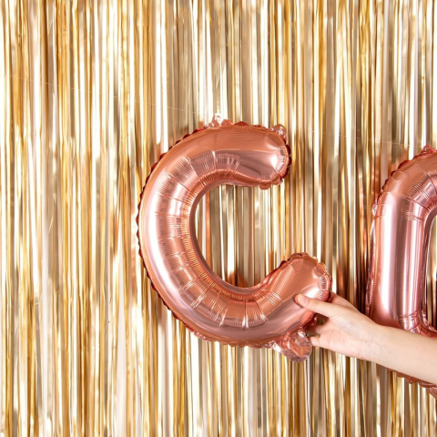 Balon Folie Metalizata Litera C, 40 cm, Umflati cu Heliu sau Aer, Ambalaj Individual, Pai inclus, Rose Gold [4]