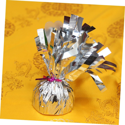 Greutate pentru Baloane cu Heliu, din Folie cu Franjuri, 170g, 13 x 5 x 3 cm, Argintiu [2]