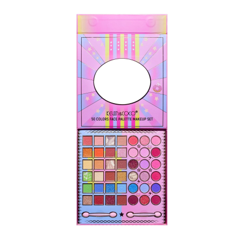 Paleta de Machiaj, KEVIN &amp; COCO, Best Partner, Fard de Pleoape, Breloc si Cercei, 50 culori, 22 x 21 x 5cm [6]