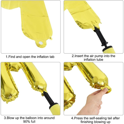 Set Baloane din Folie Metalizata, Model Just Married, Litere de 40 cm, Baloane Party, Ambalaj Individual, Pai, Ata si Adeziv Incluse, Umflare cu Aer sau Heliu, Auriu [4]