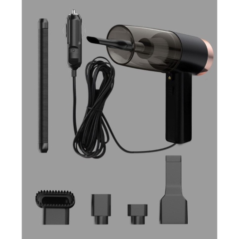 Aspirator Portabil Auto, pentru Casa si Masina, Cablu Auto, Tub Prelungitor, 4 Capete de Aspirare, 20x16x19cm, Negru [11]