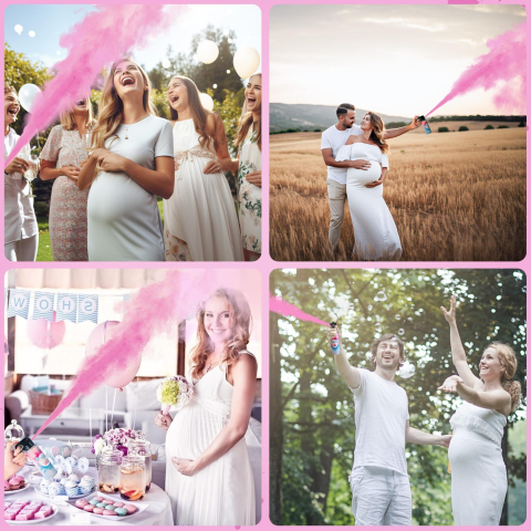 Spray Gender Reveal, 260 ml, din Amidon de Porumb, Dezvaluire Gen Bebelusi, Roz [5]