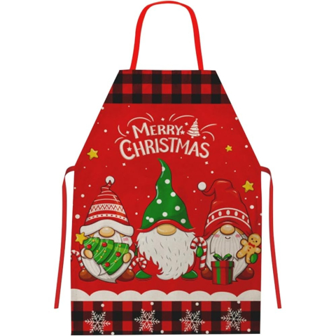 Sort de Bucatarie Decorativ, Tema Craciun, 50 x 70 cm, Model 3 Elfi, din Poliester, Rosu [1]