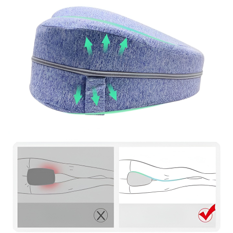 Perna Ortopedica pentru Picioare, Multifunctionala, Confortabil?, in Forma de Inima, Spuma cu Memorie, Curea Anti-cadere, 25x23x13 cm, Albastru [8]