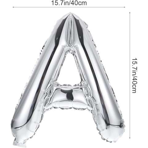 Set Baloane din Folie Metalizat?, Model Congrats, Litere de 40 cm, Baloane Absolvire, Ambalaj Individual, Pai inclus, Umflare cu Aer sau Heliu, Argintiu [4]