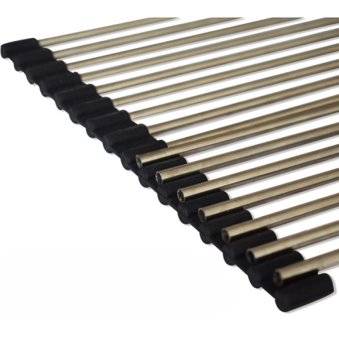 Covoras de Scurgere pentru Chiuveta Bucatarie, din Otel Inoxidabil, Suport Chiuveta, Pliabil, Antiderapant, Usor de Curatat si de Depozitat, 37x30 cm, 15 Tuburi, Negru [4]