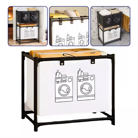 Cos de Rufe, 1 Cos, Cadru de Otel Inoxidabil, 97 x 44 x 57 cm, Negru [3]