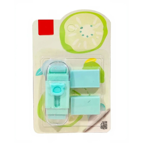 Accesorii Birou si Consumabile - Radiera Retractabila, Model Ursulet, Reglare Push-Pull, Radiera de tip Push, Doua Radiere de Rezerva in set din Cauciuc, Verde deschis