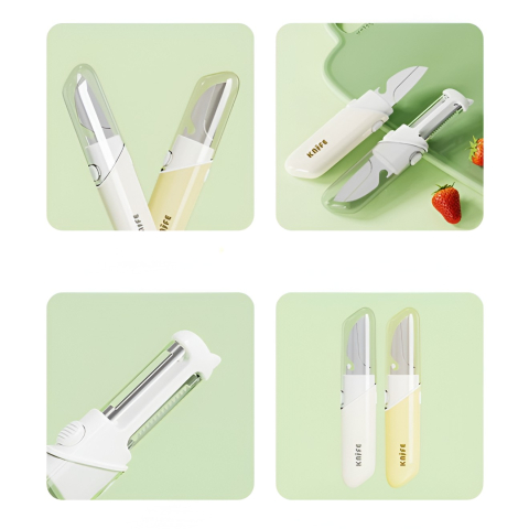 Cutit de Fructe Multifunctional, Razatoare, Curatator Fructe-Legume, Deschizator de Sticle, 18.1x3.8x2cm, Alb [6]