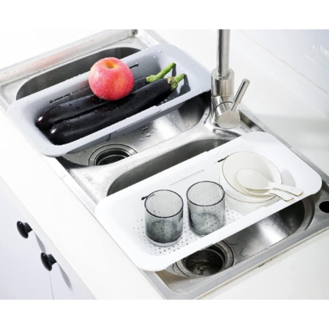 Cos de Scurgere pentru Chiuveta de Bucatarie, Plastic, Telescopic, 36x20x5 cm, Alb [2]