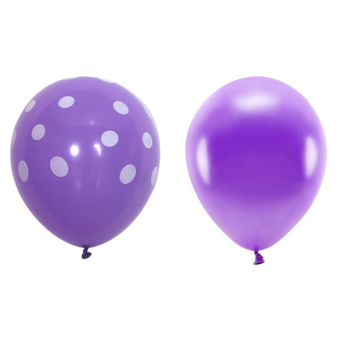 Set 10 Baloane din Latex, Model Party cu Buline si Simple, 30 cm, Mov, 2.8 g [3]