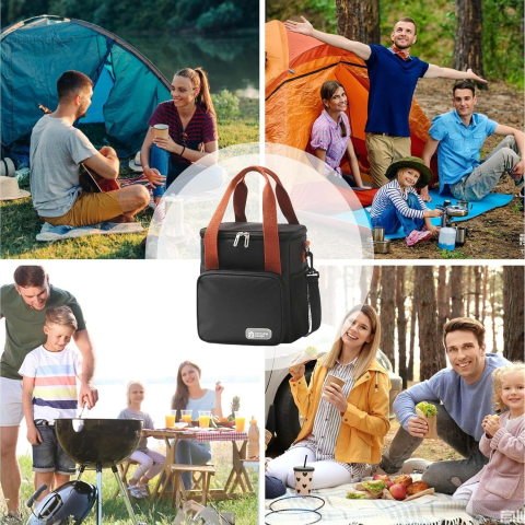 Geanta Termo-Izolanta, Multifunctionala, 1 Compartiment Principal, 1 Buzunar Lateral Exterior, Impermeabila, Manere si Bretea de Umar, 25x22x15 cm, Negru [1]