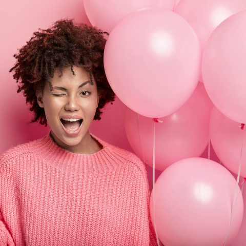 Set 10 Baloane din Latex, Model Party, 13 cm, 1 g, Roz [4]