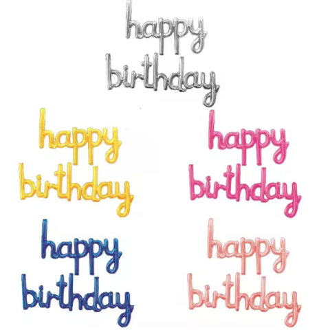 Set Baloane din Folie Metalizata, Model Happy Birthday, 45x85 cm, 45x124cm, Baloane Party, Ambalaj Individual, Pai Inclus, Umflare cu Aer sau Heliu, Roz [2]