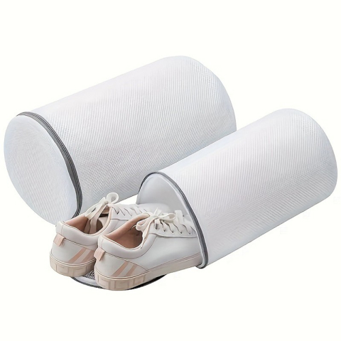 Sac Cilindric pentru Spalare Incaltaminte, Dimensiuni Mici, pentru Masina de Spalat, 31x18x3 cm, Alb [2]
