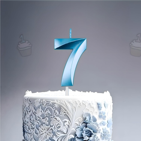Lumanare Cifra 7, Model Diamond, 5 x 3.4 cm, Albastru [6]