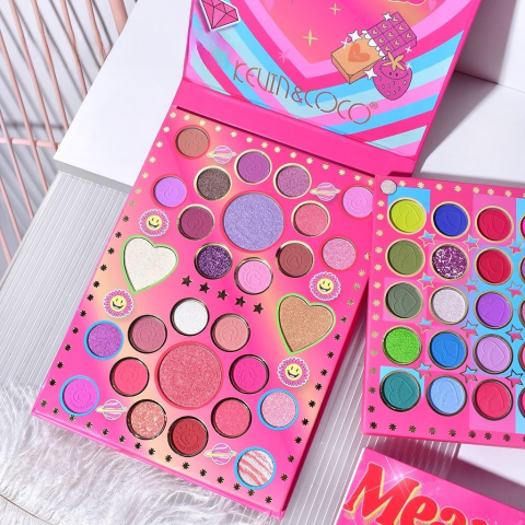 Trusa de Machiaj, KEVIN &amp; COCO, Mean Girl Heart, Fard de Pleoape, Iluminator, Blush Cremos, 96 culori, 21 x 15.7 x 2.4 cm [5]