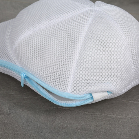 Husa de Spalare Sapca, pentru Masina de Spalat, din Poliester, Circumferinta 53 cm, cu Fermoar, Alb/Albastru [5]