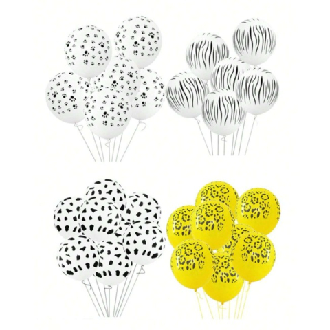 Set 10 Baloane din Latex, Model Party Animal Print, 3x Portocaliu, 3x Galben, 4x Alb, 23 cm, 1.4g [1]