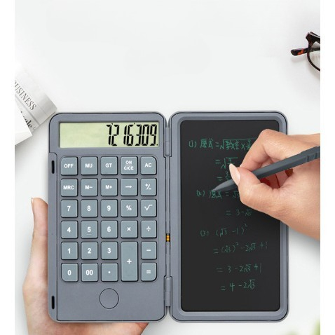 Calculator de Mana Reincarcabil cu Tabla de Scris, Calculator Portabil, Ecran LCD, Afisaj cu 12 Cifre, Ecran de 15 cm, Culoare Gri [4]