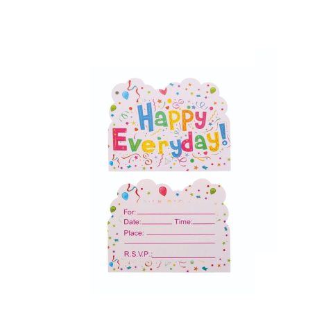Accesorii Petrecere - Set 10 Invitatii pentru Petrecere, Model Happy Everyday, 17 x 12 cm, Multicolor