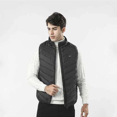 Vesta Inteligenta Incalzita, Unisex, 2 Zone de Incalzire, Umplutura Bumbac, 3 Trepte de Temperatura, Incarcare USB, Negru, 65 - 75 kg, Marime XXL [1]