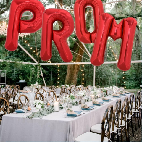 Balon Folie Metalizata Litera P, 40 cm, Umflati cu Heliu sau Aer, Ambalaj Individual, Pai inclus, Rosu [2]