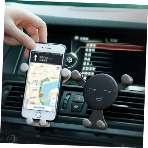 Suport de Telefon, pentru Ventilatie, din ABS si Silicon, 11 x 10 x 4 cm, pentru Telefon 4.0 - 6.0 inch, Model Smiley Face, Negru [1]