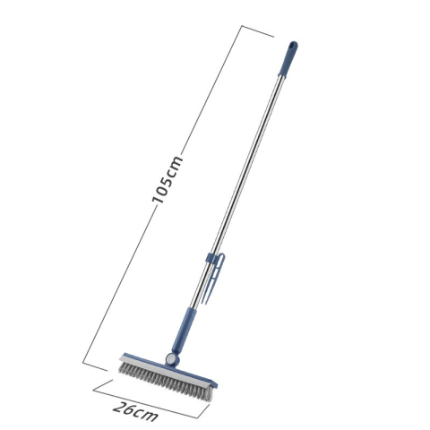 Perie de Curatare pentru Podele si Rosturi, Lungime Maner 105 cm, Capat Pivotant 180 Grade, Peri din PP, Otel si Plastic, Cleste pentru Scame si Par Inclus, Albastru [4]