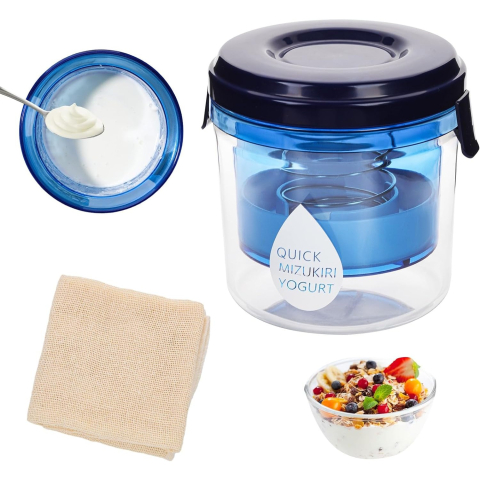 Kit Presa Pentru Branza, Filtru de Iaurt, Strecuratoare de Iaurt Grecesc, Filtru de Lapte, 15x14x15 cm, Albastru [4]