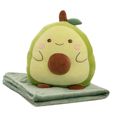Patura 2in1 pentru Pat sau Canapea, Model Jucarie Avocado cu Spatiu de Depozitare Patura, Microfibra, 1x1.7 m, Verde [1]