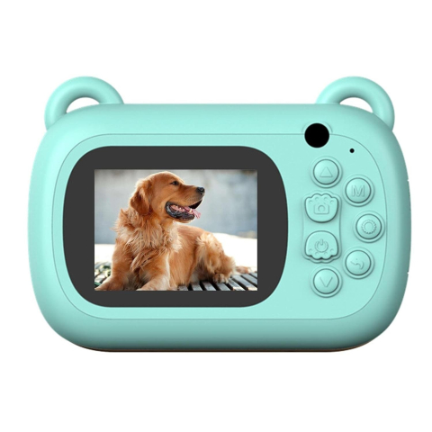 Camera Instantanee pentru Copii, Camera Frontala + Selfie, cu Functie de Printare, Cablu USB-C, Bluetooth, Compatibil iOS/Android, Imprimare APP, Model Dino Love, Albastru [2]