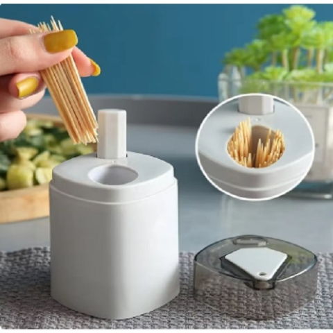 Suport Scobitori, Automat, cu Buton si Capac, din PP, 9.5x6 cm, Gri [6]