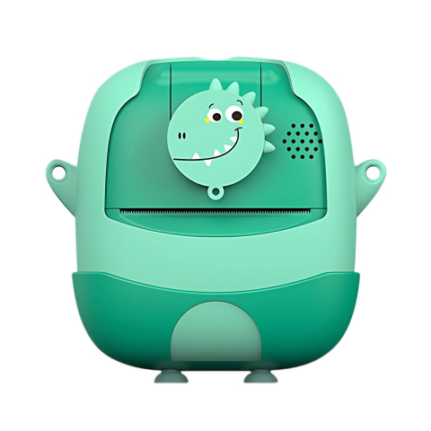 Articole pentru Copii - Camera Instantanee pentru Copii, cu Functie de Printare, Cablu USB-C, Bluetooth, Compatibil iOS/Android, Camera Frontala + Selfie, Model Iepure, Snur Inclus, Verde