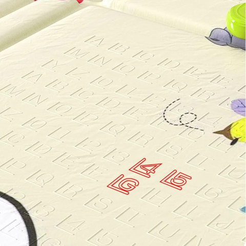 Covoras pentru Copii, cu 2 Fete, Model Casute in Copaci/Iepurasi, din XPE+PE, Impermeabil, Antiderapant, Protectie Termica, +3 Luni, Pliabil, 150 x 200 x 1.5 cm, Multicolor [5]