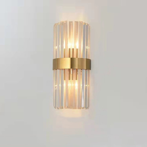 Lampi de veghe - Lampa de Perete in Interior, Lampa de Lux pentru Decor de Interior, Corp de Iluminat Tip aplica, din Inox Auriu si Cristal, Lumina Calda Rece Neutra, 35 x 18 cm, Ideal pentru Camere Mici si Medii, Transparent Auriu