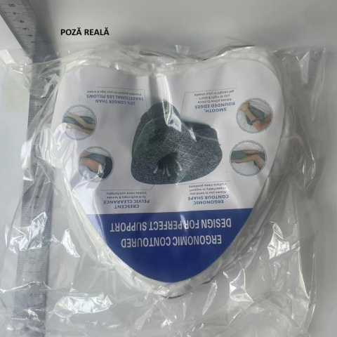 Perna Ortopedica pentru Picioare, Multifunctionala, Confortabil?, in Forma de Inima, Spuma cu Memorie, Curea Anti-cadere, 25x23x13 cm, Alb [6]