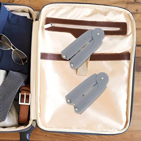 Umeras Pliabil de Calatorie, Mini Cuier Portabil pentru Haine, Suport de Uscare, 14x7x1.4cm, Gri [2]