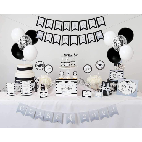 Set 10 Baloane din Latex, Model Party Confetti, 5 x Confetti, 5 x Negru, 25 cm, 2.2g [1]